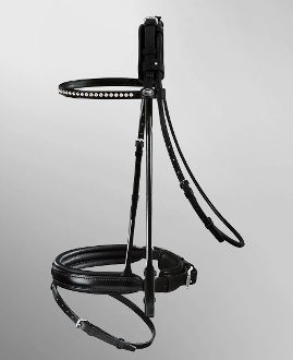 A Passier Neptune Snaffle Bridle with a black leather strap.