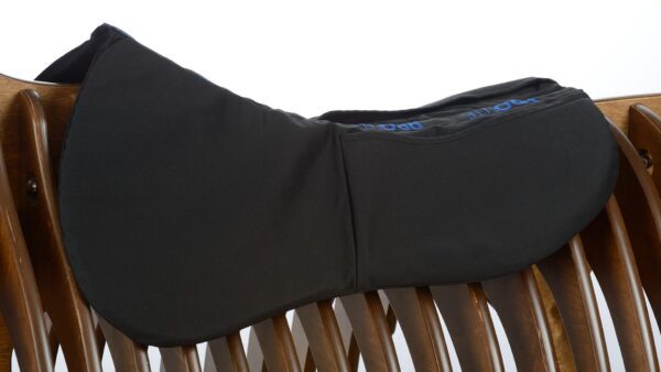 A black ProLite Adjustable Rear Riser Pad on a wooden chair.