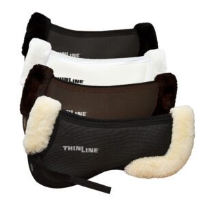 Stacked sheepskin-trimmed saddle pads