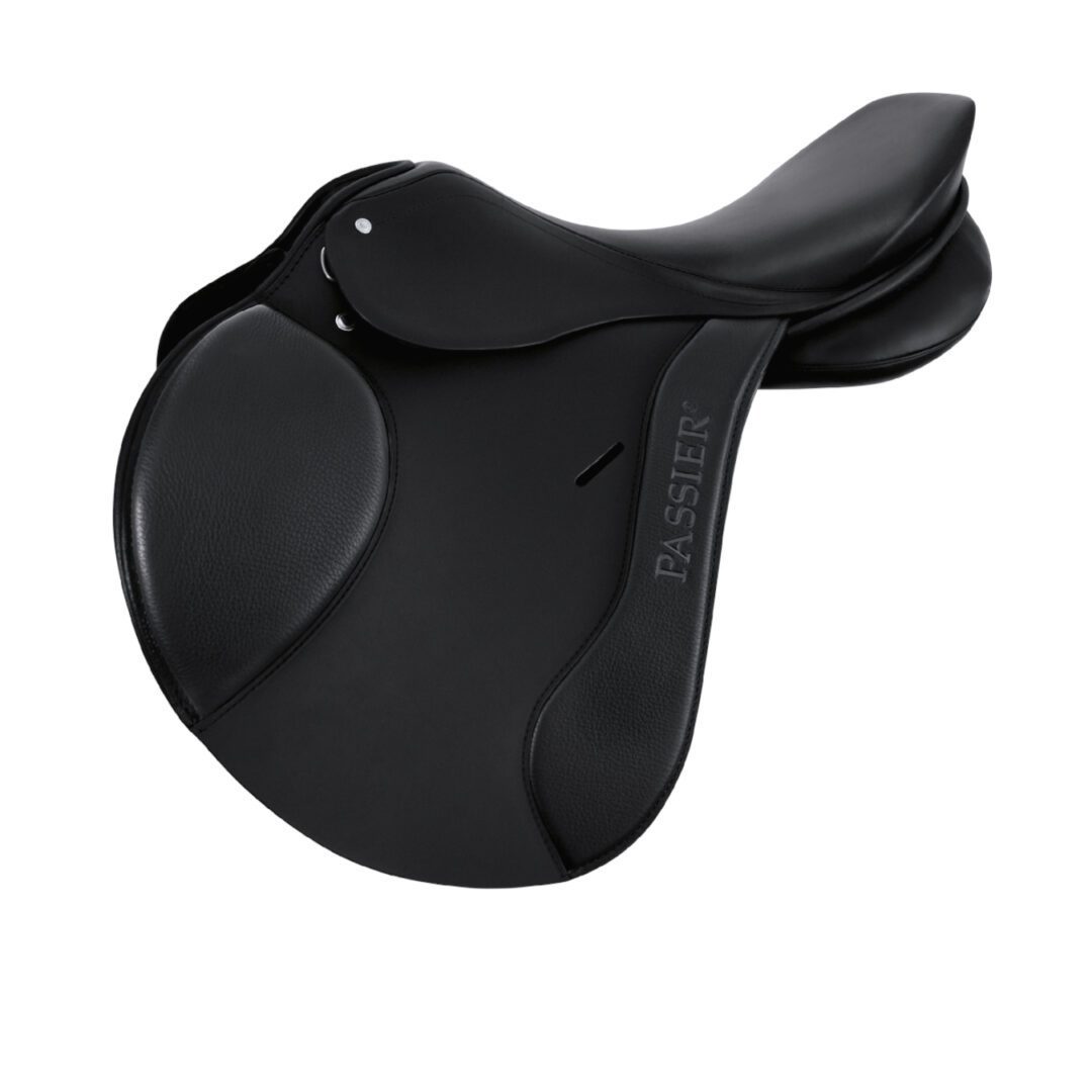 A Passier Performance Jump equestrian saddle on a white background.