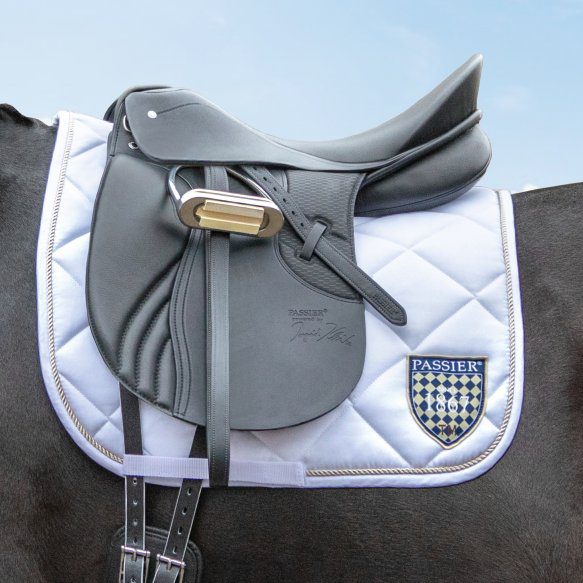 A Passier GG Extra Dressage - NEW saddle pad on a horse.