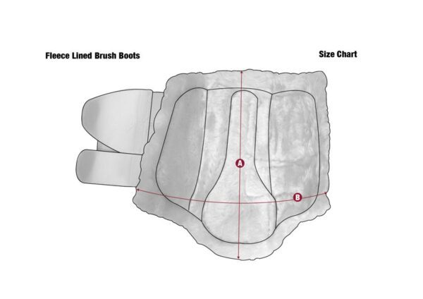 A diagram showing the size of LeMieux Fleece Lined Brush Boots bone.
