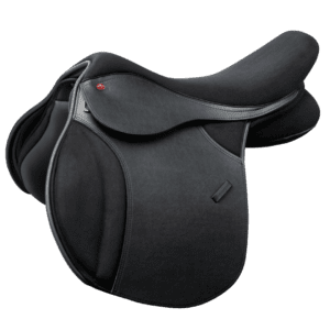 A Thorowgood T4 Cob General Purpose equestrian saddle on a white background.