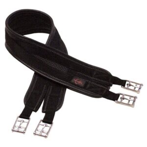 A Thorowgood Non-Elastic (Cob) GP Girth with black saddle straps and silver buckles.