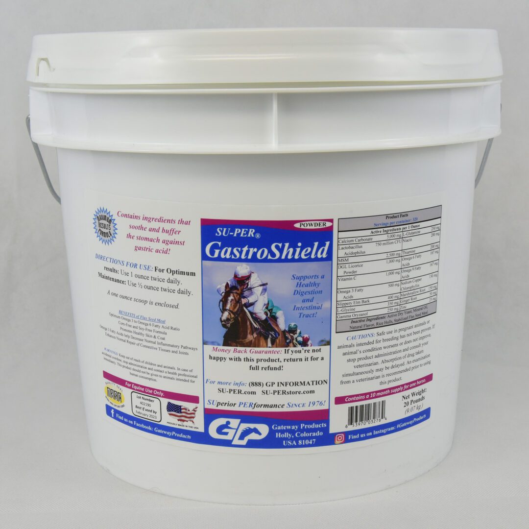 A bucket of gait shield on a white background.