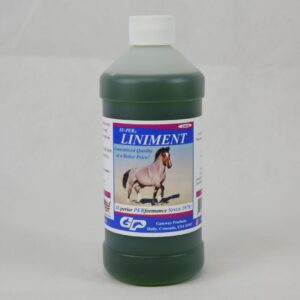 A bottle of Gateway SU-PER Liniment on a white background.