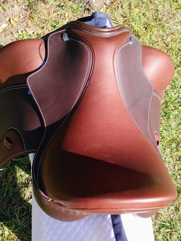 A brown Ryder Excellence Dressage R52 on a grassy field.