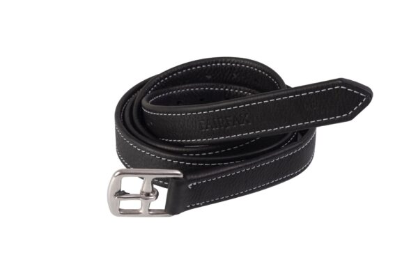 A Fairfax World Class Stirrup Leathers with a silver buckle.