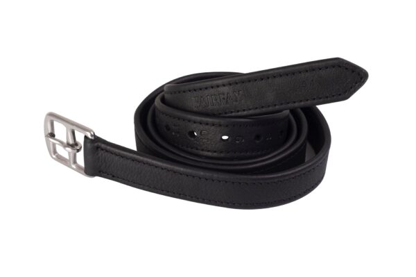 A Fairfax World Class Stirrup Leathers with a silver buckle.