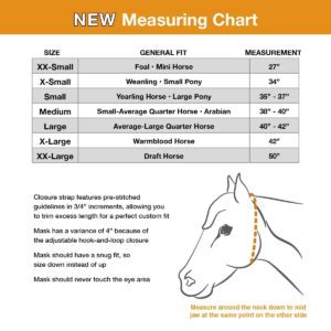 Horse measuring chart with size guide.