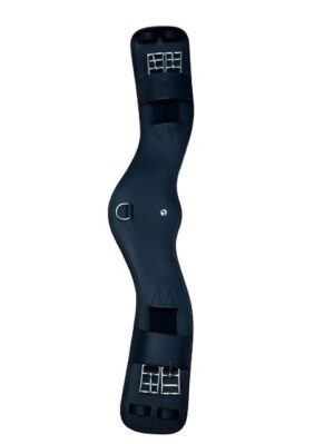 Contoured black horse girth with buckles